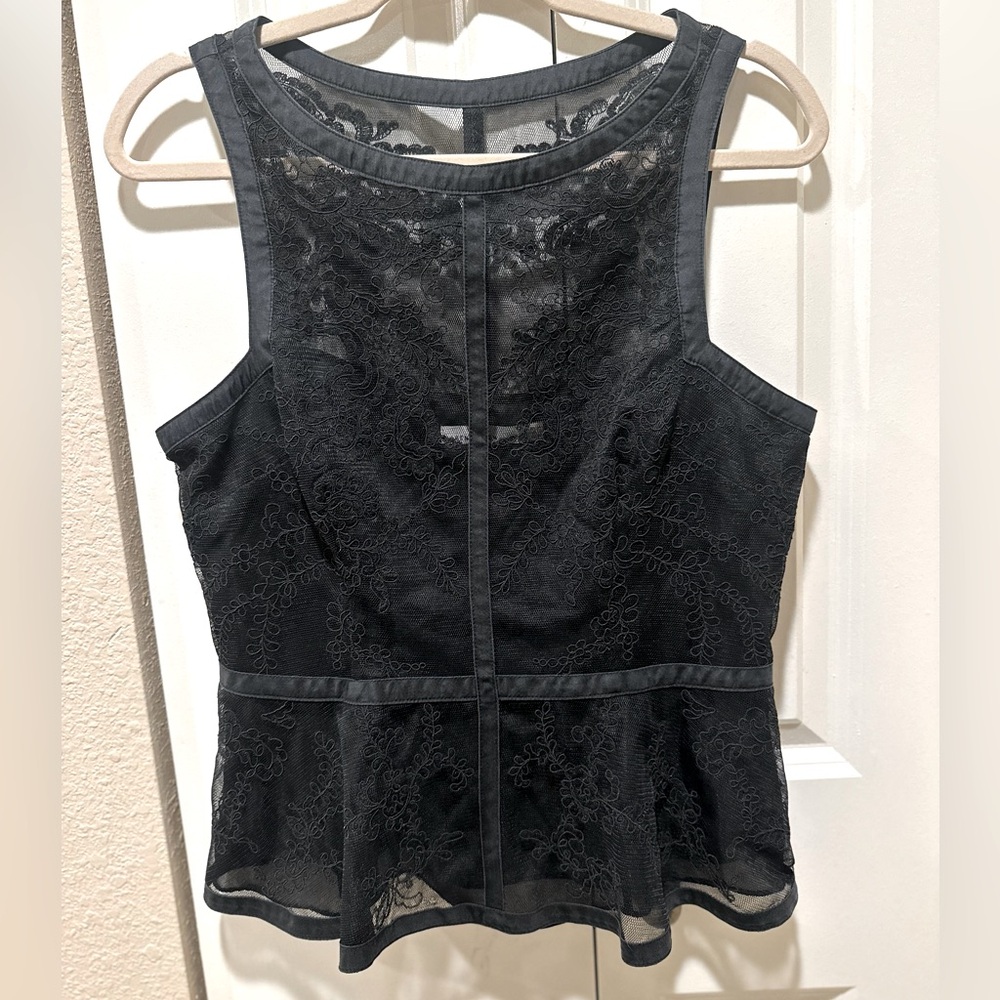 Women's Sexy Black Lace Peplum Tank Top